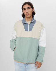Bershka Sobrecamisa Canguro Color Block Hombre M Verde precio