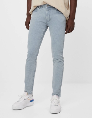 Bershka Pantalón Super Skinny Hombre 42 Gris