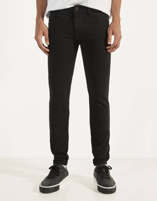 Bershka Pantalón Skinny Fit Hombre 34 Negro