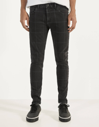 Bershka Pantalón Skinny Fit Hombre 40 Blanco/Negro precio