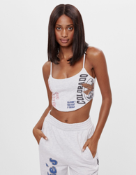 Bershka Top De Tirantes Mujer M Gris en oferta