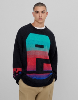 Bershka Jersey Pelo Hombre M Negro