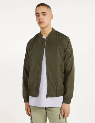 Bershka Cazadora Bomber Ligera Hombre L Kaki