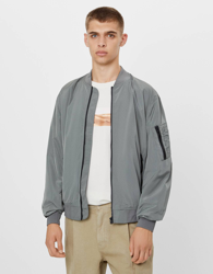 Bershka Cazadora Bomber Ligera Hombre M Gris características