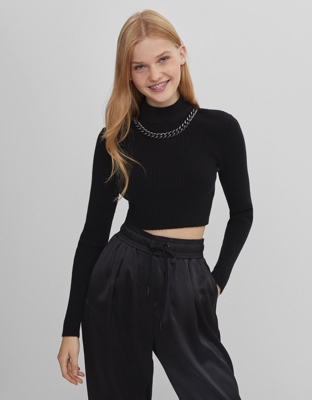 Bershka Jersey Cadena Mujer L Negro