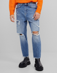 Bershka Jeans Loose Parches Hombre 36 Azul características