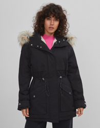 Bershka Cazadora Parka Pelo Mujer M Negro precio