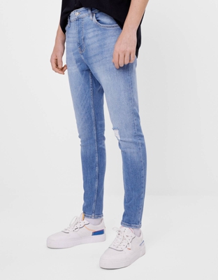 Bershka Jeans Super Skinny Fit Hombre 40 Azul Lavado