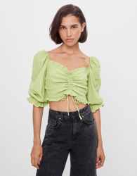 Bershka Blusa Con Manga Volumen Y Fruncido Mujer M Lima precio