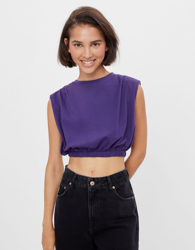 Bershka Camiseta Cropped Hombreras Mujer Xs Morado características