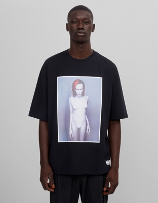 Bershka Camiseta Print Marilyn Manson Hombre L Negro