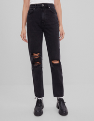 Bershka Pantalón Mom Conan Gray X Bershka Mujer 44 Negro en oferta