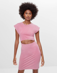 Bershka Vestido Hombreras Abertura Mujer S Rosa características