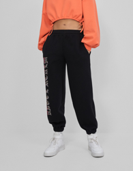 Bershka Pantalón Jogger Letras Strass Mujer Xs Negro precio