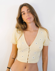 Bershka Camiseta Con Bordado De Margaritas Mujer S Amarillo precio