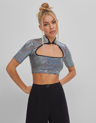 Bershka Camiseta Detalle Oriental Mujer M Plata precio