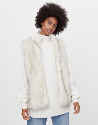 Bershka Chaleco Pelo Mujer M Blanco Roto precio