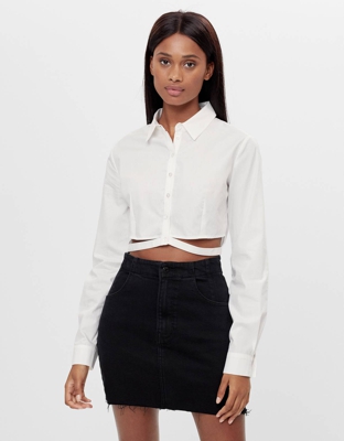 Bershka Falda Corta Denim Mujer 36 Negro
