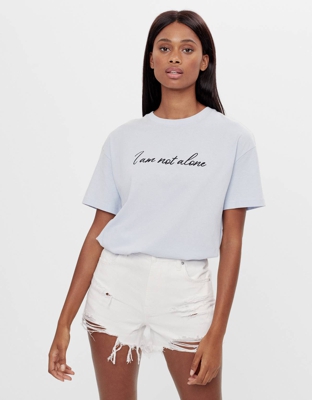 Bershka Short Denim Rotos Mujer 36 Blanco