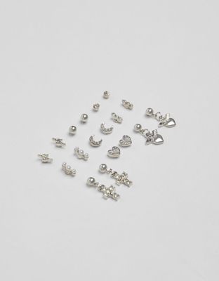 Bershka Set Pendientes Minimal Mujer Plata