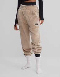 Bershka Pantalón Jogger Borreguito Mujer 34 Crudo en oferta