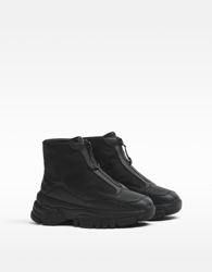 Bershka Botines Doble Capa Cremallera. Hombre 45 Negro en oferta