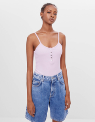Bershka Body De Tirantes Con Botones Mujer L Morado características