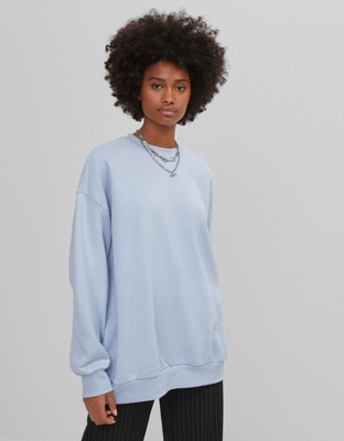 Bershka Sudadera Oversize Mujer Xs Azul
