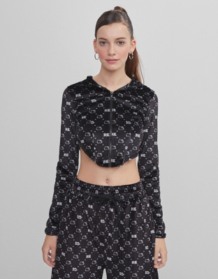 Bershka Chaqueta Terciopelo Hello Kitty Mujer M Negro