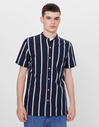 Bershka Camisa De Rayas Hombre M Marino precio