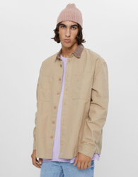 Bershka Sobrecamisa De Pana Hombre L Arena en oferta