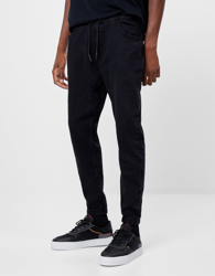 Bershka Jeans Jogger Hombre M Negro en oferta