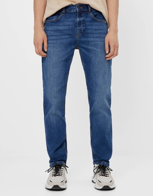 Bershka Jeans Straight Hombre 36 Azul