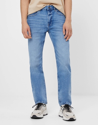 Bershka Jeans Straight Hombre 36 Azul Lavado
