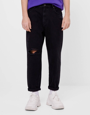 Bershka Jeans Loose Hombre 36 Negro