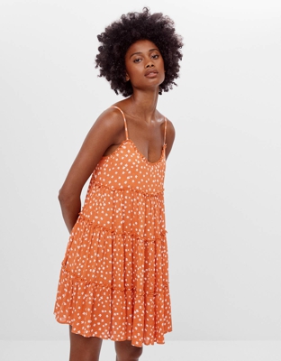 Bershka Vestido Tirantes Flores Mujer S Camel