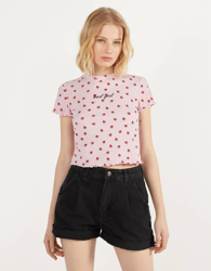Bershka Camiseta Con Textura Y Estampado Mujer M Rosa características