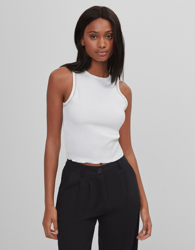 Bershka Top Tirantes Glitter Mujer L Blanco Roto precio