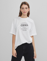 Bershka Camiseta Zodiaco Libra Mujer M Blanco características