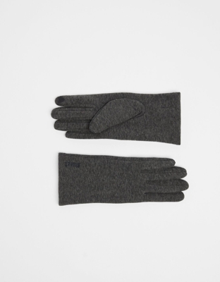 Bershka Guantes Bordados Mujer Gris