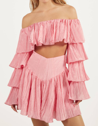 Bershka Blusa Mesonera Volantes Mujer L Rosa precio