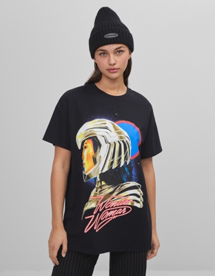 Bershka Camiseta Wonder Woman Mujer S Negro