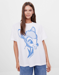Bershka Camiseta Print Bambi Mujer Xs Blanco características