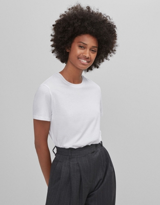Bershka Camiseta Con Manga Corta Mujer S Blanco