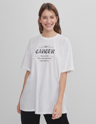 Bershka Camiseta Zodiaco Cáncer Mujer M Blanco
