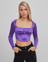 Bershka Camiseta Corset Satinada Mujer S Morado en oferta