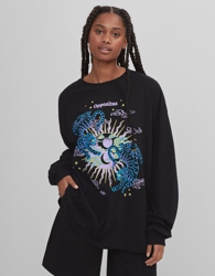 Bershka Camiseta Oversize Print Mujer M Negro características