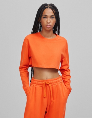 Bershka Camiseta Cropped B3 Project Mujer L Naranja