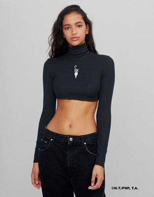 Bershka Camiseta Cuello Alto Sailor Moon Mujer L Negro