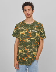 Bershka Camiseta Manga Corta Camuflaje Hombre S Verde en oferta